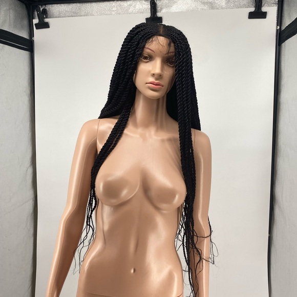 Sleek Black Twisted Wig